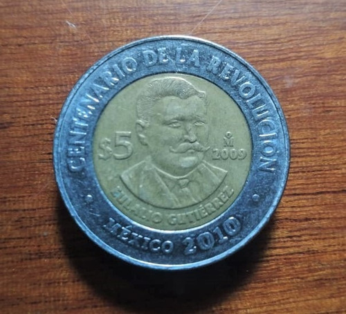 Moneda 5 Pesos Eulalio Gutierrez 2009