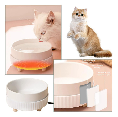 Bowl De Mascotas Caliente Para Invierno.mantiene Agua Tibia