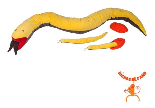Serpente Com 2 Filhotes - Animais De Pelúcia Grávidos Cor amarelo e cinza