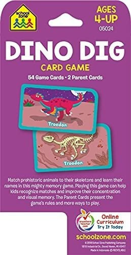 School Zone - Dino Dig Card Game - Ages 4, Preschool, de School Zone. Editorial School Zone Publishing en inglés