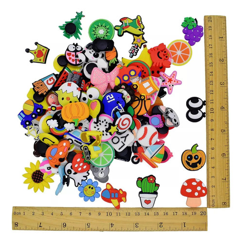 Pacote Com 100 Pingentes De Sapatos Para Crocs Pvc Cartoon