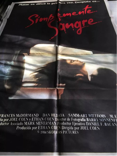 Poster Simplemente Sangre Frances Mcdormand 1985 Original