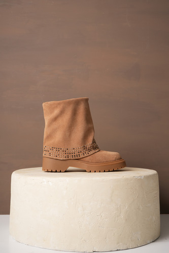 Botas Mujer Gamuza Tachas Urbanas Caña Doblada Moda Lilo