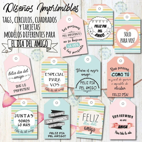 Kit Imprimible Día Del Amigo Tags, Etiquetas, Tarjetas