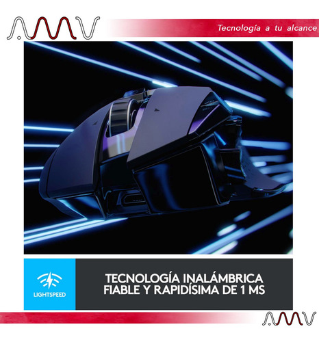Mouse gamer de juego inalámbrico recargable Logitech G Series Lightspeed G502 negro