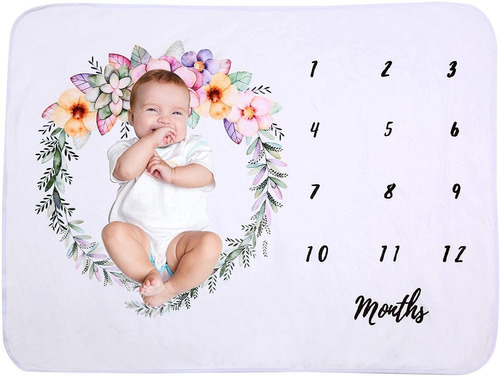 Baby Mensual Milestone Blanket Soft Flannel Fleece Phot...