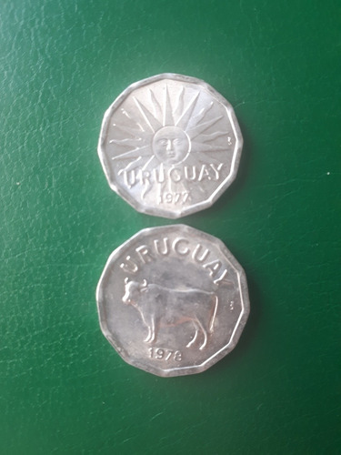 Uruguay 2 Y 5 Centavos 1977/78 Aluminio 