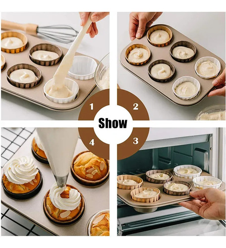 Dp 50 Moldes For Muffins Redondos Forrados De Color Caqui