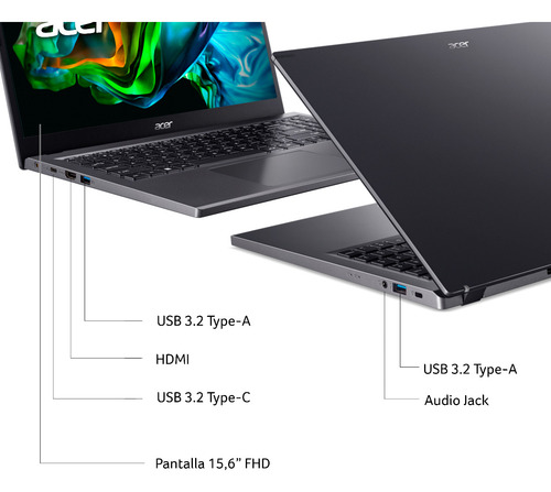 Notebook Acer 15'6 Amd Ryzen 7 + 8gb Ram + 512 Ssd +w10 Gris