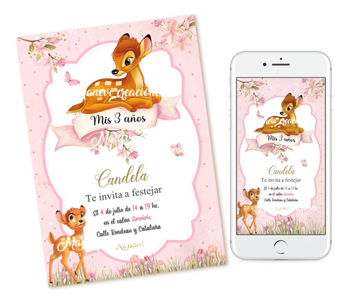 Kit Imprimible Editable Bambi Con Muy Completo Candy Bar