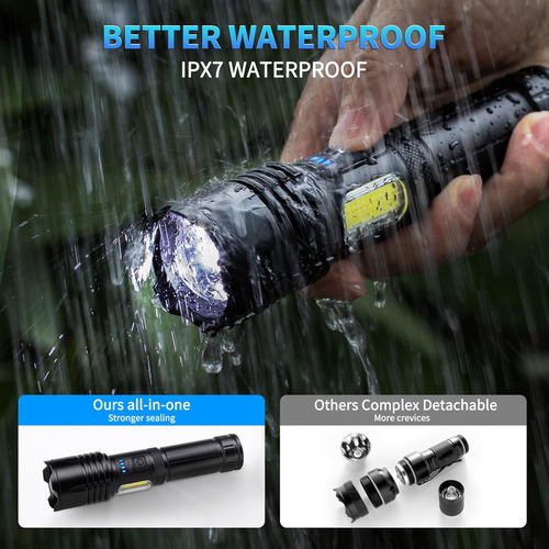 Linterna Alta Impermeable Recargable Befamali De Lumens