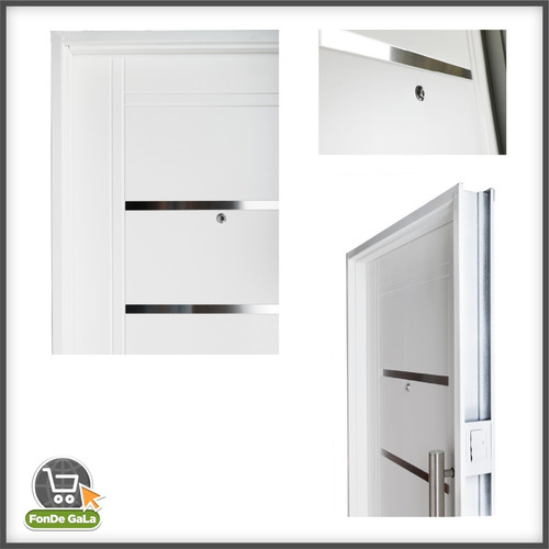 Imagen 4 de 10 de Puerta Inyectada Doble Chapa 80x2 Barral Aluminio Curvo 75cm