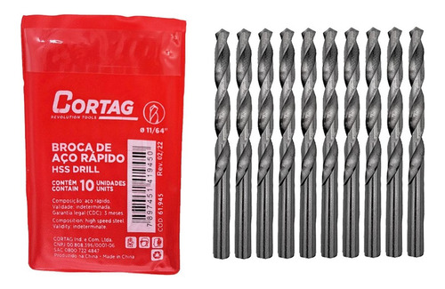 Broca Aco Rapido Cortag   11/64  - 61945 - Kit C/10 Peca