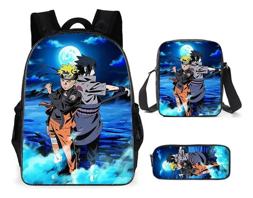 Mochila Naruto  Bolso Estuche Envío Triple Pack