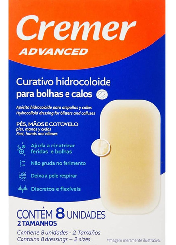 Curativo Hidrocoloide Para Calos Bolhas Advanced 8 Un Cremer