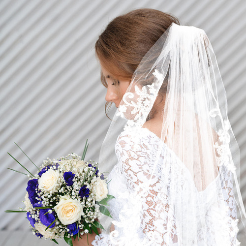 Velos De Novia Cortos Con Cuentas De Cristal Simples Y Elega
