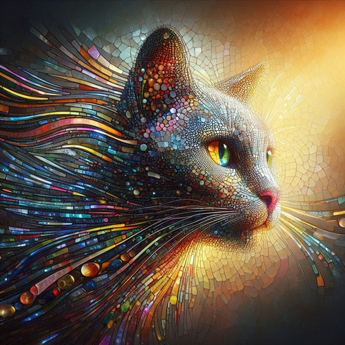 Cuadro Moderno De Gato Sublimado Sobre Lienzo