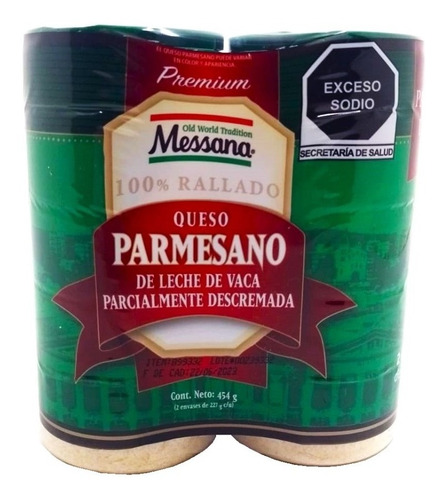 Sazonador Queso Parmesano Rallado Premium 227g Messana 2 Pz