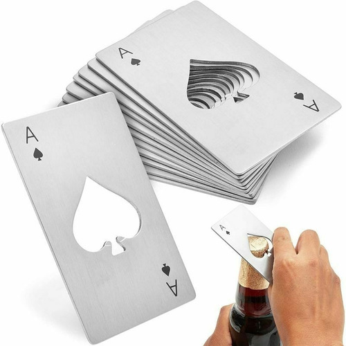 Imagen 2 de 5 de Llavero Destapador De Botellas Poker Cartas Black Jack Acero