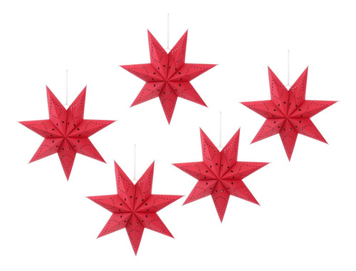 5 Pieza Adorno Rojo Estrella Navidad Para Colgar Lampara In