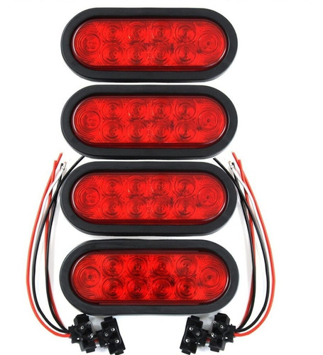 (4) Camion Remolque Led Sellado Rojo 6  Oval Stop / Giro / L