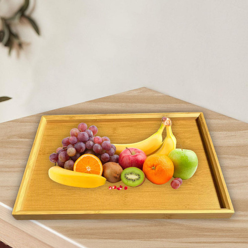 Bandeja Rectangular De Bambú For Comida, 28 Cm X 19 Cm X 2,