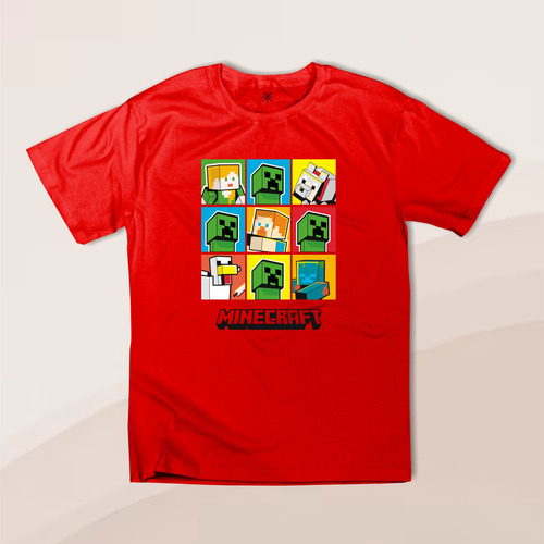 Playera Minecraft Cuadricula Steve Alex Creeper Infantil