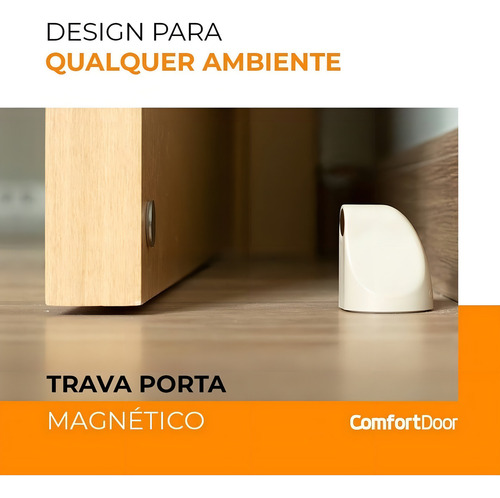 Trava Porta Magnético Original Adesivo Comfort Door - Marrom Claro