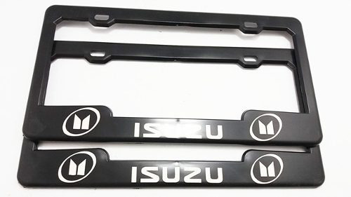 Porta Placa Plastico Par Para Carro Negro Con Logo Isuzu