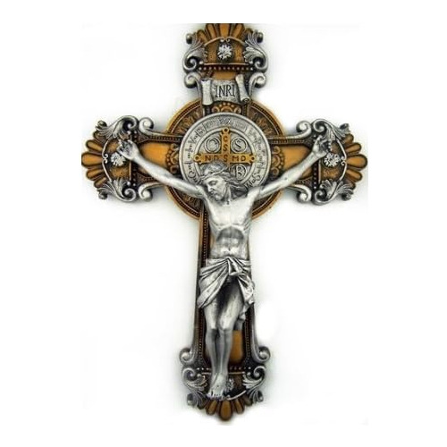 Cruz Crucifijo De San Benito Tono Bicolor De Pared De 1...