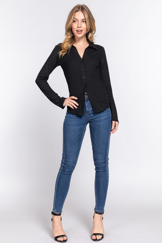Camisa Casual Informal De Manga Larga Para Mujer Moda Dama
