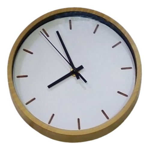 Reloj De Pared Simil Moderno Madera Redondo 20cm Gtia Newmar