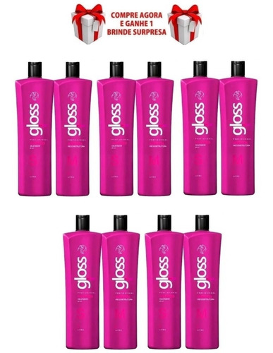 5 Kits Fox Gloss Escova Progressiva 2x1l + Brinde!