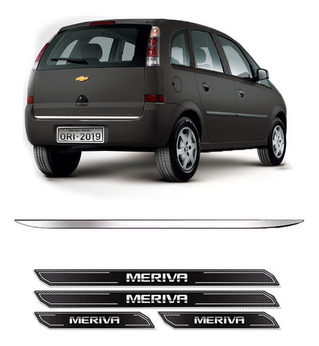 Friso Porta-malas Chevrolet Meriva + Kit Soleira Protetora