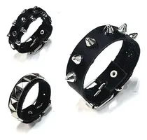 Comprar Pulsera De Piel Gruesa Con Estoperoles Rock Punk Kawaii