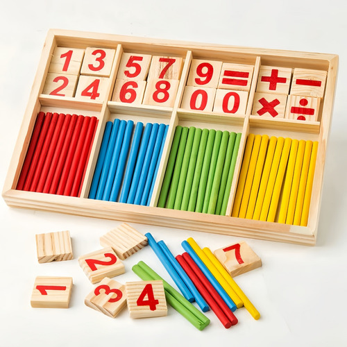 Set Matemático Infantil De Madera Didáctico Con Contadores
