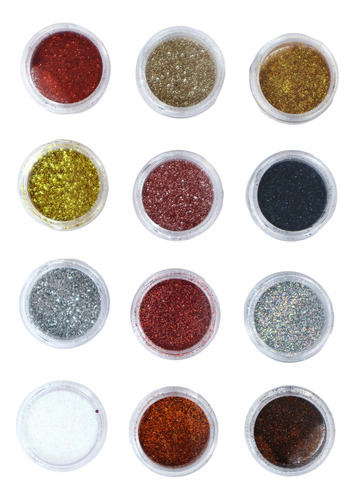 12 Glitter Encapsulado Flocado Pedrarias Caviar Strass Unhas Cor HS-714