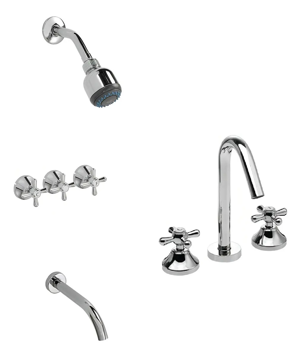 Piazza Village juego combo griferías baño lavatorio ducha color cromo