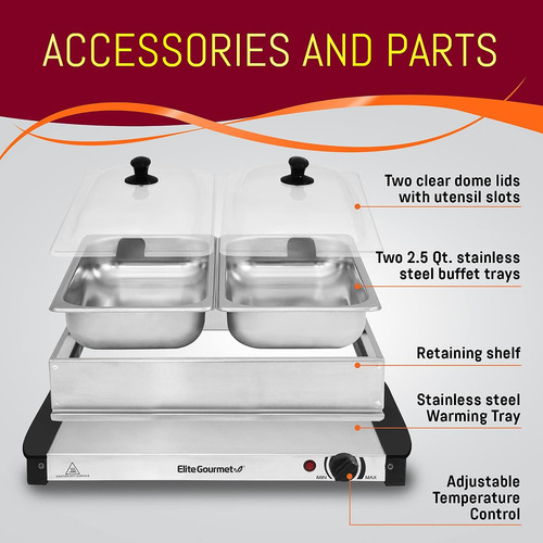 Elite Gourmet Ewm-6122 Dual 2 X 2.5 Qt. Bandejas, Servidor B
