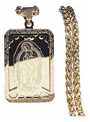 Medalla Collar Virgen De Guadalupe Color Oro Dorada