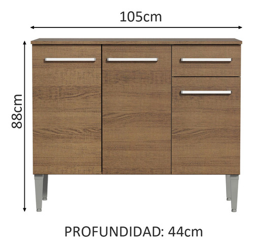 Mueble De Cocina Madesa Emilly 1.05m Con Encimera Marrón
