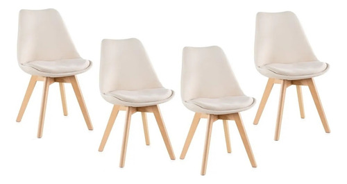 Set 4 Silla Comedor Tulip Acolchada Terciopelo Felpa Velvet