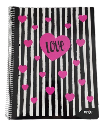 Cuaderno Onix A4 80hjs Rayas Tapa Semirigida Modelo Love X5