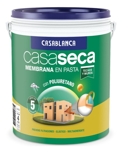 Casaseca Membrana En Pasta Poliuretanica Casablanca X 20kg Color Verde Cemento