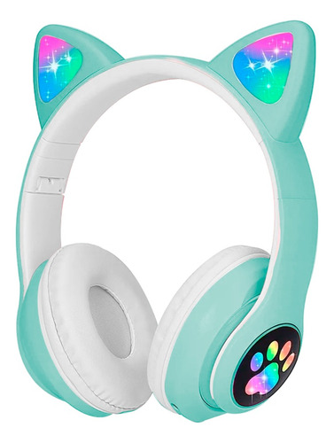 Audifonos Bluetooth Diadema Luz Led Gato Orejas Kawaii