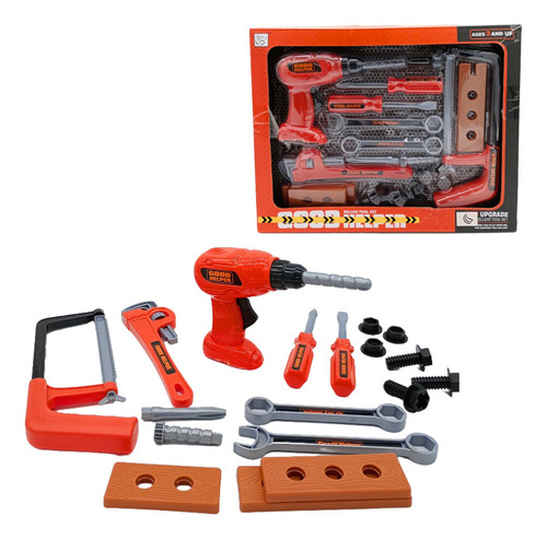 Set De Herramientas Caja Juguete Kit 18 Piezas Carpintería