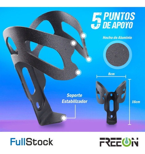 Porta Ánfora Para Bicicleta Aluminio Negro Ligero Freeon