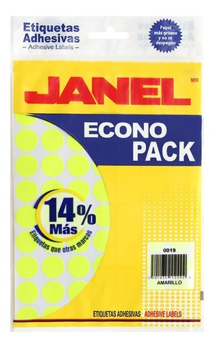 Etiquetas Janel Econopack 00x13mm Color Amarillo C/1120 /vc