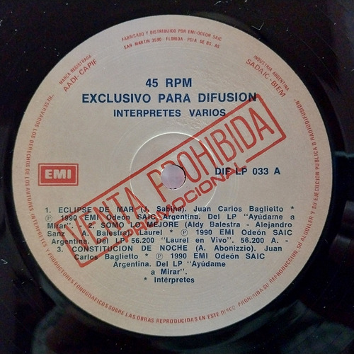Lote 5 Vinilos Difusion Emi Promedio General 8 Estándar (Usado)