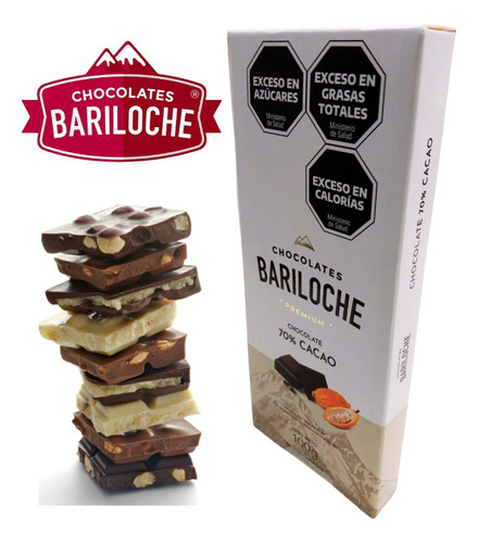 Chocolate Bariloche 70% Cacao Con Almendras X 100g- Premium